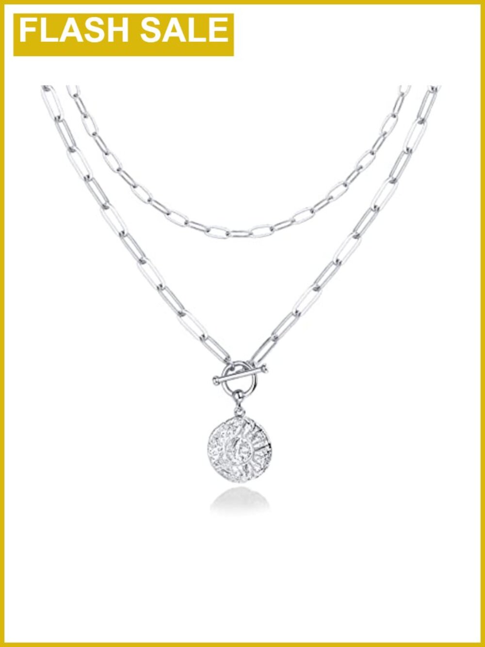 Gold Plated Layered Necklace Set Sun Moon Pendant Dainty Stack